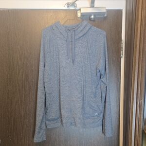 GapFit Brushed Tech Jersey Hoodie Full Zip Jacket Heathered Grey Large L